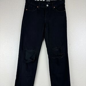 Women's Black Distressed Boyfriend Jeans